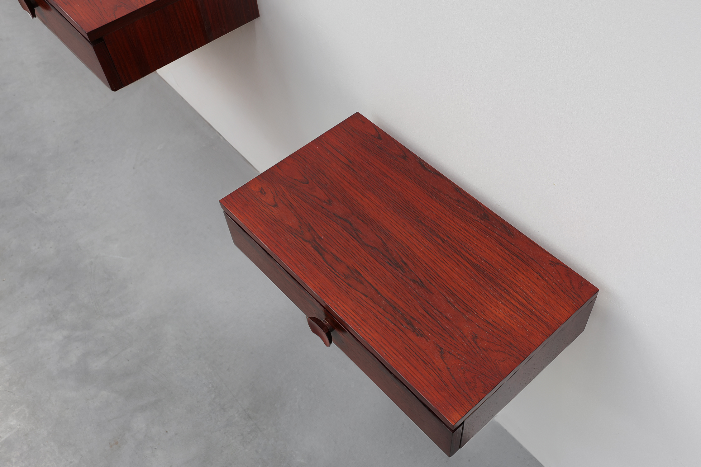Pair of Mid-Century Modern Danish Wall-Mounted Nightstands in Walnutthumbnail